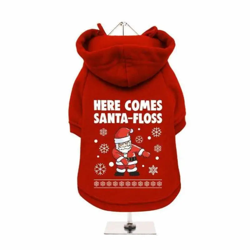 Here Comes Santa Floss Fleece Lined Dog Hoodie Sweatshirt - Urban Pup - 1