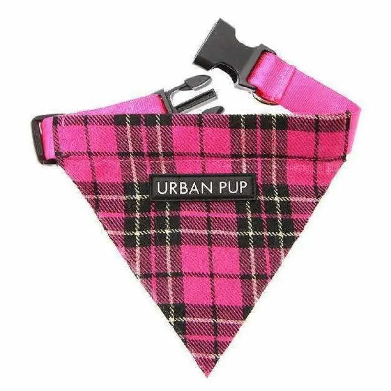 Hot Pink Tartan Fabric Dog Bandana - Urban Pup - 1