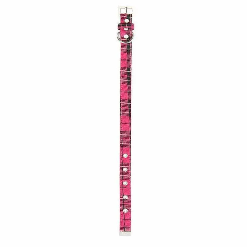 Hot Pink Tartan Fabric Dog Collar And Lead Set - Urban - 2