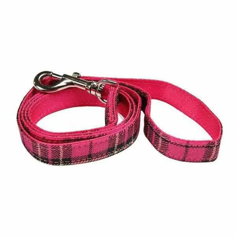 Hot Pink Tartan Fabric Dog Lead - Urban Pup - 1