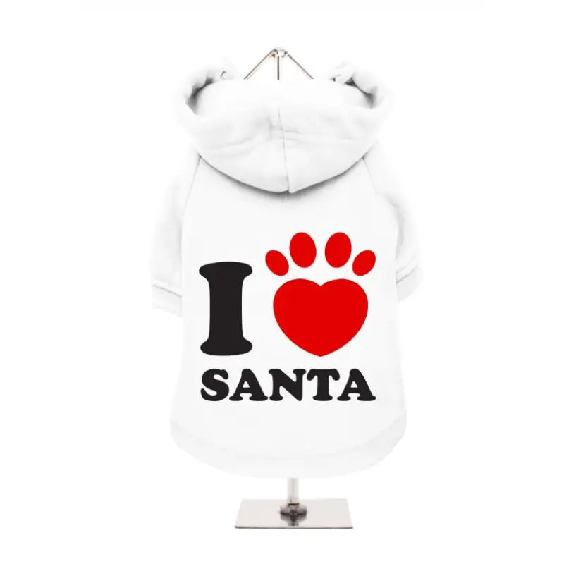 I Love Santa Fleece Lined Dog Hoodie Sweatshirt - Urban Pup - 1