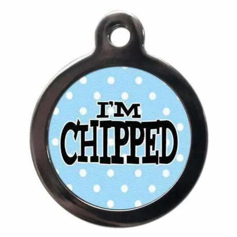 I’m Chipped Blue Polka Pet ID Tag - PS Pet Tags - 1