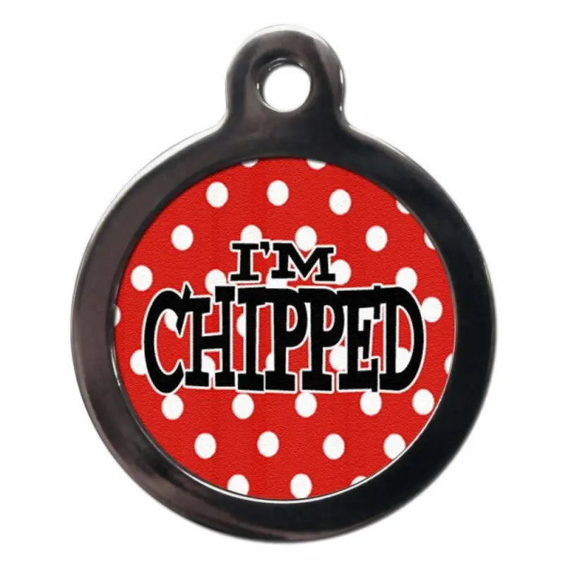 I’m Chipped Red Polka Dot Pet ID Tag - PS Pet Tags - 1