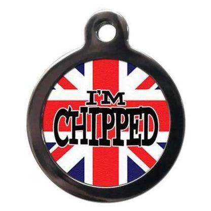 I’m Chipped Union Jack Pet ID Tag - PS Pet Tags - 1
