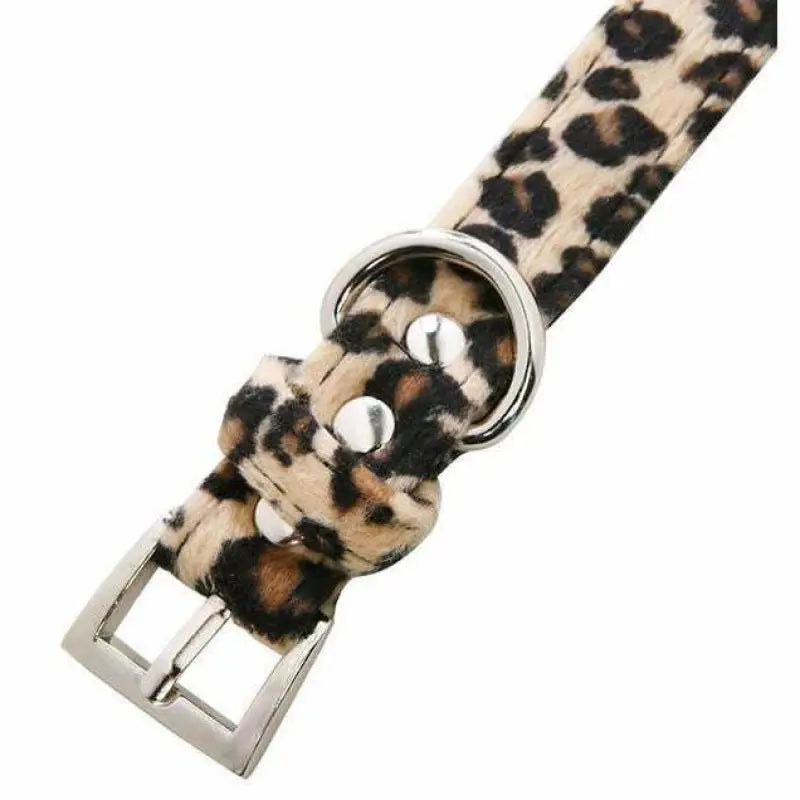 Leopard Print Plush Fabric Dog Collar - Urban Pup - 2