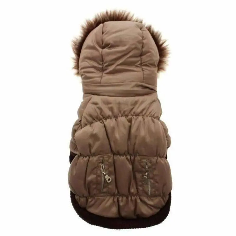 Luxury Quilted Designer Dog Coat With Detachable Hood In Brown - Urban Pup - 3