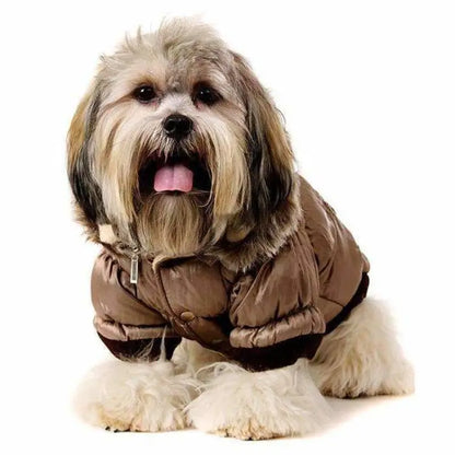 Luxury Quilted Designer Dog Coat With Detachable Hood In Brown - Urban Pup - 2