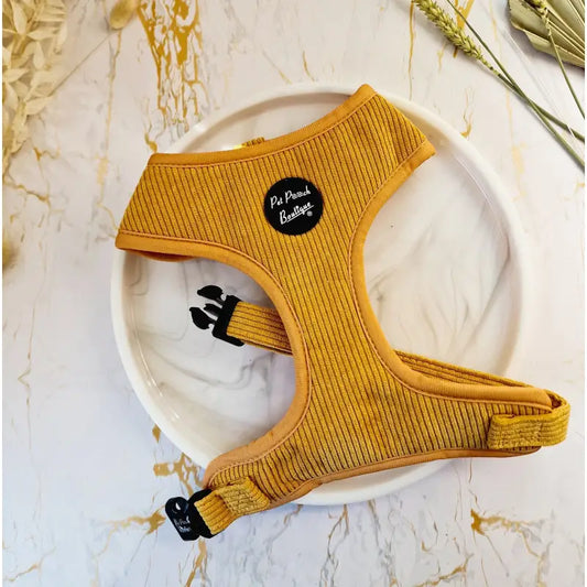 Mustard Yellow Luxury Corduroy Dog Harness - Pet Pooch - 1