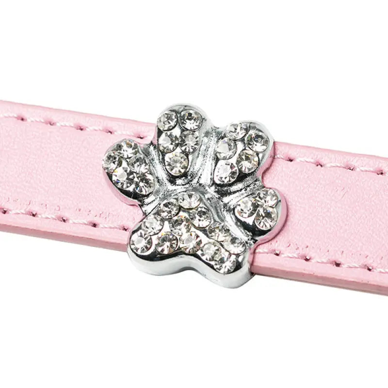 Personalised Leather Chrome Dog Collar In Baby Pink - Urban - 6