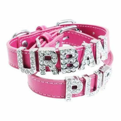 Personalised Leather Diamante Dog Collar In Hot Pink - Urban - 1