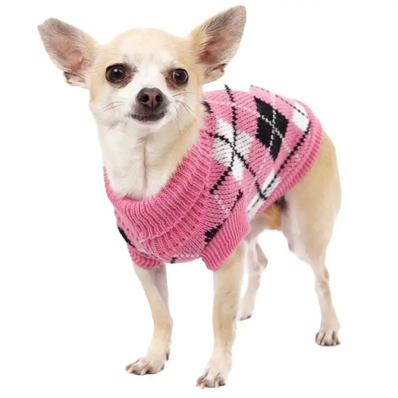 Pink and Black Argyle Dog Jumper - Urban Pup - 2