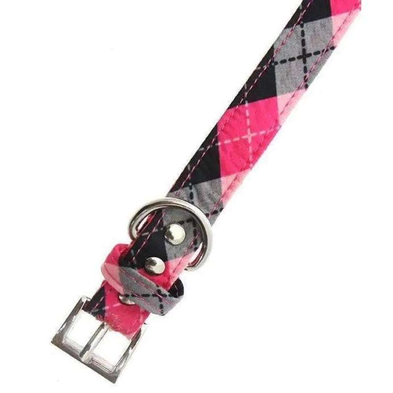 Pink Argyle Fabric Dog Collar - Urban Pup - 2