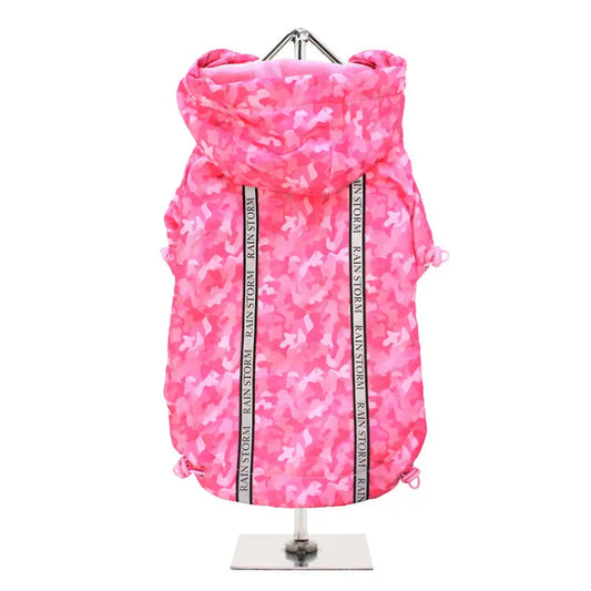 Pink Camouflage Fleece Lined Rainstorm Dog Raincoat - Urban - 1