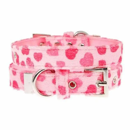 Pink Hearts Fabric Dog Collar - Urban Pup - 1