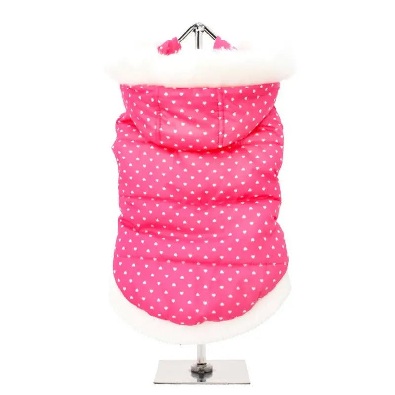 Pink Hearts Thermal Quilted Parka Dog Coat - Urban Pup - 1