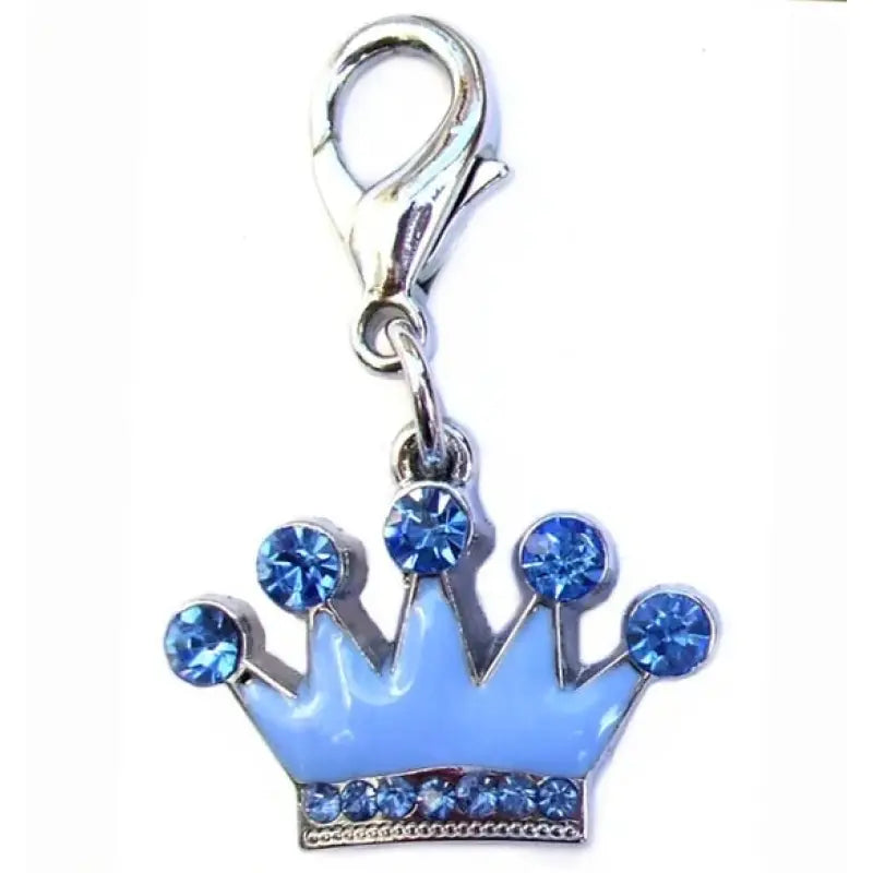 Prince Blue Crystal Crown Dog Collar Charm - Posh Pawz - 1