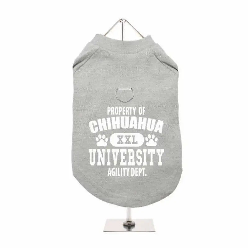 Property Of Chihuahua University Harness Lined Dog T-Shirt Grey - Urban - 1