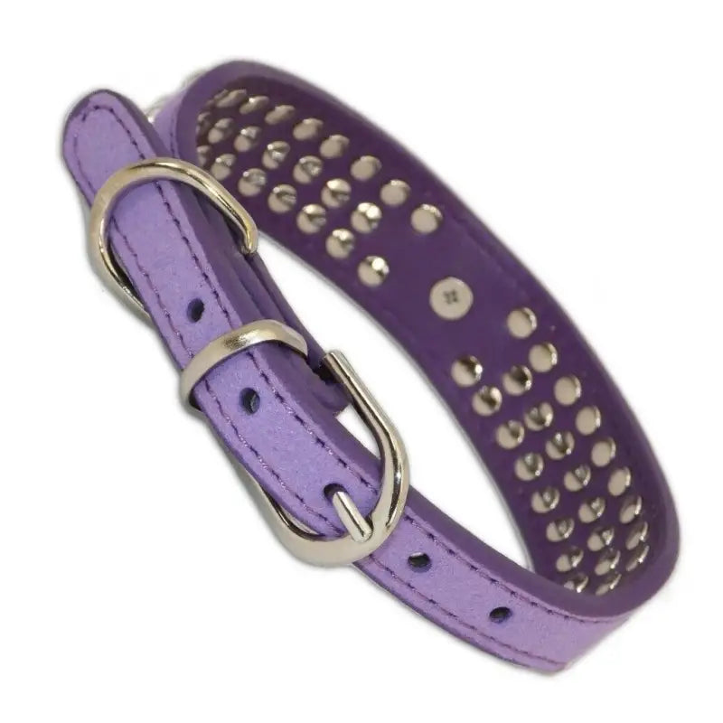 Purple Triple Rhinestone eco-Suede Dog Collar - Posh Pawz - 2