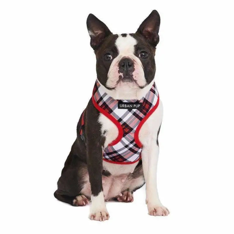 Red And White Tartan Plaid Designer Dog Harness - Urban Pup - 3