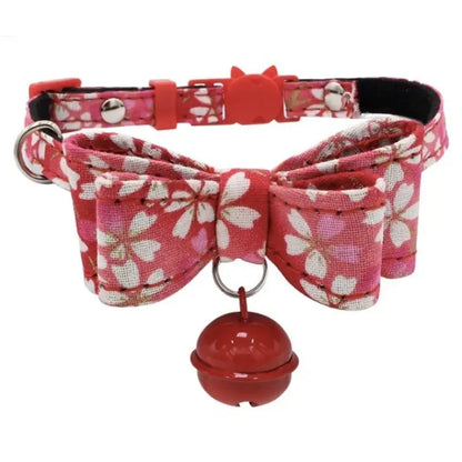 Red Blossom Luxury Floral Bow Cat Collar - Posh Catz - 1