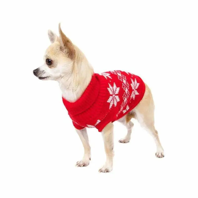 Red Snowflake Knitted Dog Jumper - Urban - 2