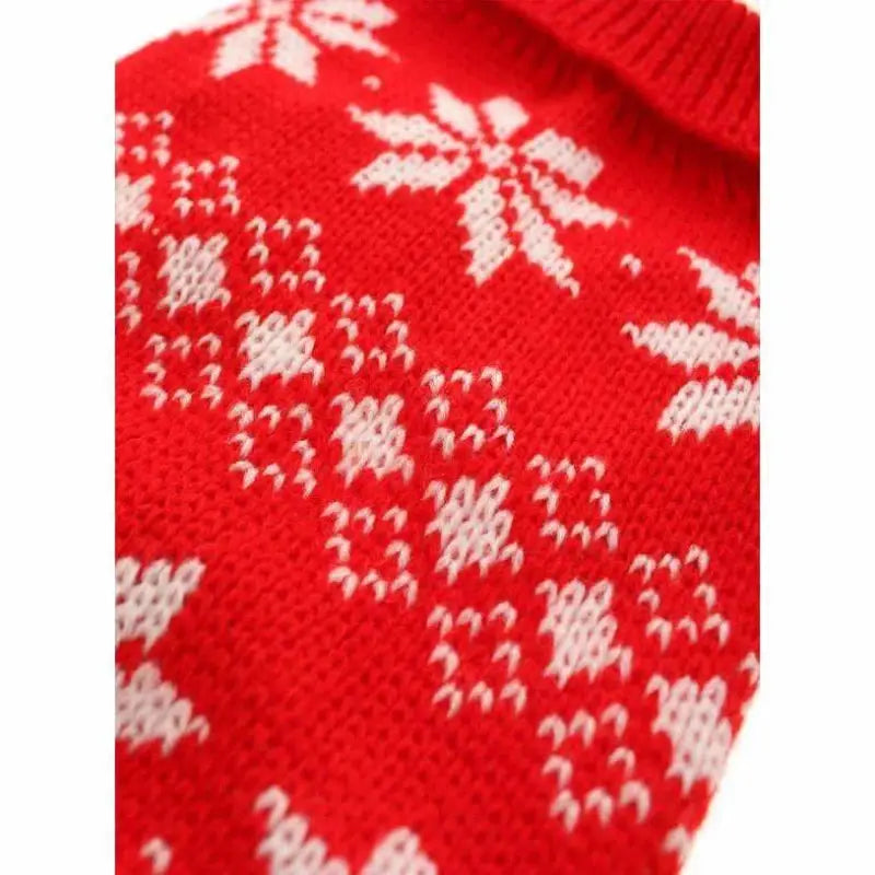 Red Snowflake Knitted Dog Jumper - Urban - 3