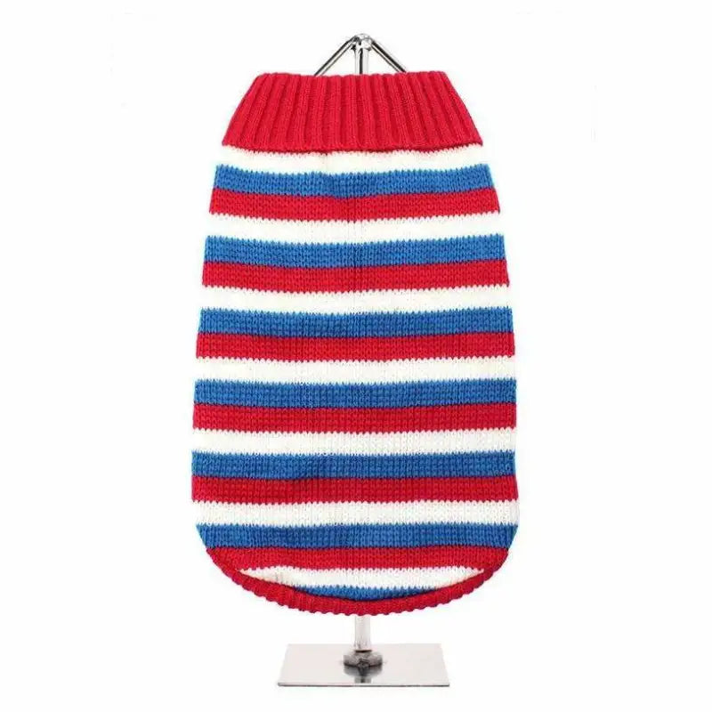 Red White And Blue Striped Dog Jumper - Urban Pup - 1