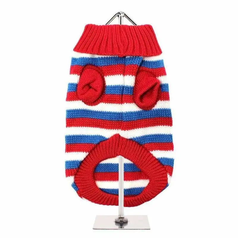 Red White And Blue Striped Dog Jumper - Urban Pup - 3