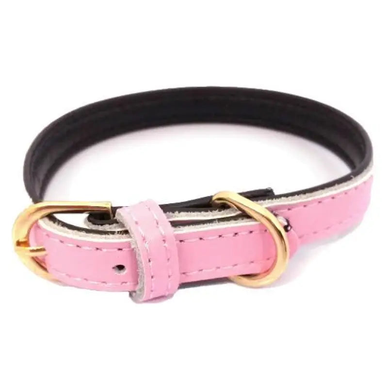 Super Soft Plain Leather Dog Collar In Baby Pink - Posh Pawz - 1