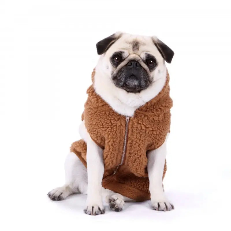 Teddy Sherpa Fleece Sleeveless Dog Jacket in Brown - Rich Paw - 3