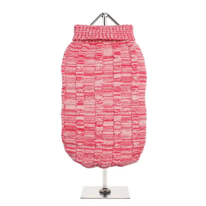 Waffle Textured Knitted Dog Jumper Pink - Urban Pup - 1