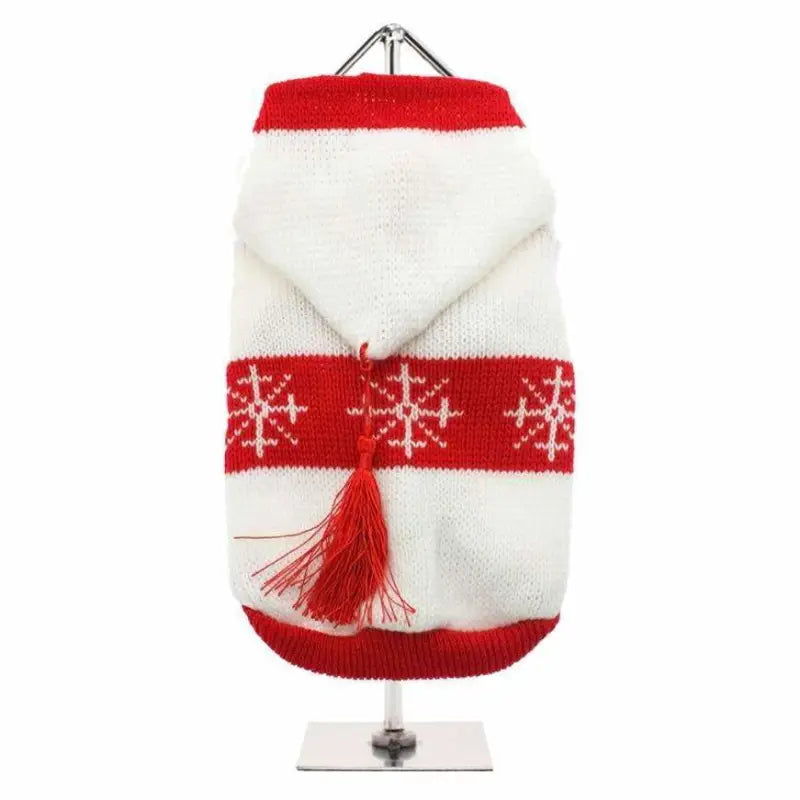 White Snowflake Dog Jumper With Hood - Urban Pup - 1