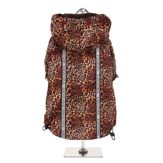 Wild Cat Leopard Fleece Lined Rainstorm Dog Raincoat - Urban - 1
